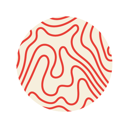 Red topographic lines in circle