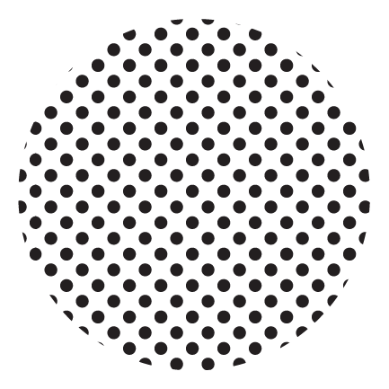 Black polkadots in a circle.
